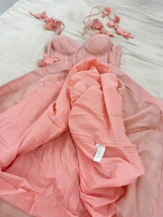 Zimmermann Pink Floral Appliqué Maxi Dress Size 1 - Picture 2 of 6